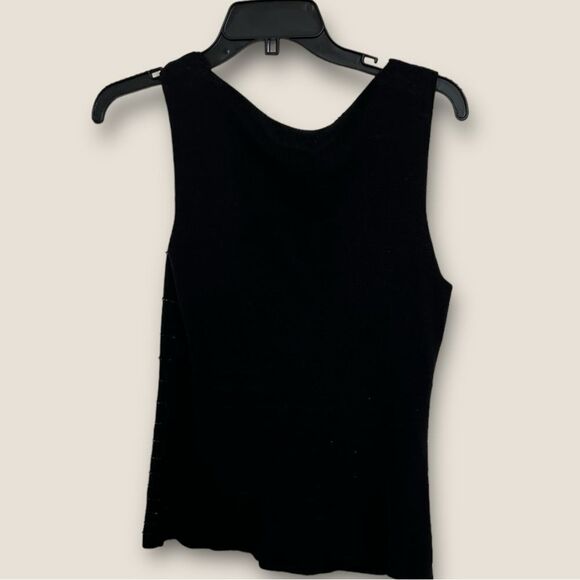 Black knitted sleeveless top beads embellishments size Small - Picture 5 of 7